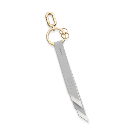 Audi key ring leather, women, grey-cream
